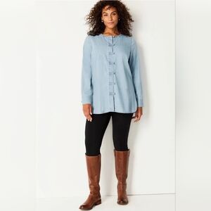 J. Jill Denim Shacket w Asian Toggle Buttons Down Front And On Cuffs - Size MP